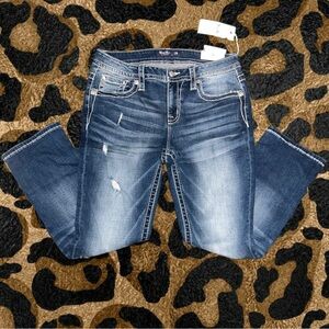 Stylish Blue Distressed Women's Jeans